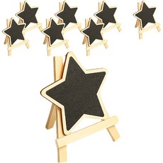 Lifesweet 多用途木製迷你黑板支架便條板桌上佈告欄 星星 8入, 木頭(星星)