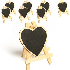 Life Sweet 多用途木製迷你黑板支架 留言板 桌上型佈告欄 愛心 8入, 木製(心形)