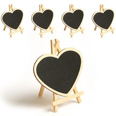 Lifesweet 多用途木質迷你黑板支架 木質留言板 愛心 5入, 木質(愛心)