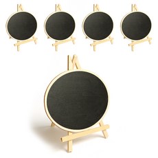 Lifesweet 多用途木製迷你黑板立架 木製便條板 橢圓形 5入, 木製(橢圓形)