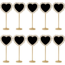 Life Sweet 鏤空原木迷你黑板立架留言板 愛心 10入, 木製(愛心)