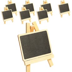 Life Sweet 多用途木製迷你黑板立架 便條板 桌上型告示板 方形 8入, 木頭(方形)