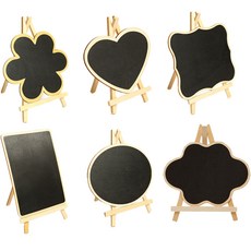 라이프스윗 다용도 우드 미니 칠판 스탠드 우드 메모판 랜덤발송 6p 세트, 나무