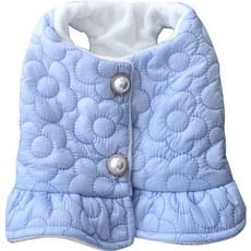 Lanboer 狗狗花朵珍珠鋪棉背心, 藍色