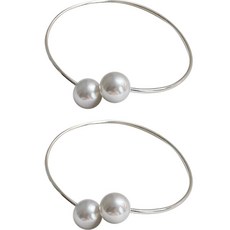 G&Y 珍珠環窗簾綁帶 L, 2個, B 銀色