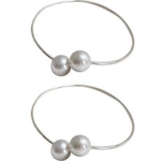 G&Y 珍珠環窗簾綁帶 S, 2個, B 銀色