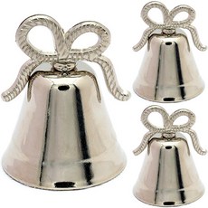 Life Sweet 聖誕鈴鐺站立式便條夾桌面裝飾品緞帶 3入, 銀色