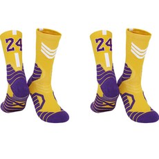 SNF 사계절 두툼한 바닥 스포츠 농구 축구 양말 2켤레 세트, 14 퍼플옐로우 24번