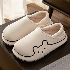 秋冬保暖內絨毛室內拖鞋, 白色的
