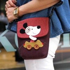 byhands 狗狗手機包 拼布DIY材料包, 紅色 + 隨機出貨, 1套