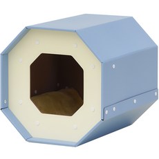 쥬디와이 고양이 팔각 펫하우스 + 방석 세트, 하늘색, 1개