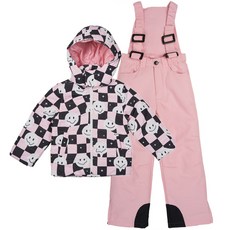 F-leader 兒童微笑素色吊帶滑雪服上下套裝