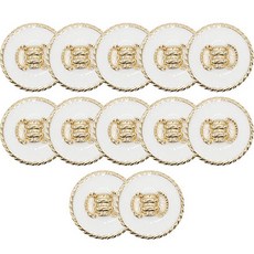 고급 큐빅 진주 보석 매듭 단추 15mm, 12개, 골드화이트