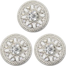 高級方晶鋯石珍珠寶石鈕扣 DART 23mm, 3個, 銀色