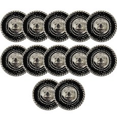 高級水鑽珍珠寶石時尚鈕扣 15mm, 12個, 鎳色黑色