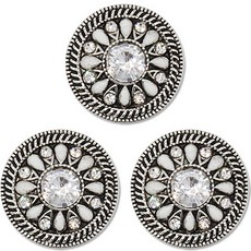 高級方晶鋯石珍珠寶石鈕扣 DART 23mm, 3個, 仿古銀