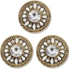 高級方晶鋯石珍珠寶石鈕扣 DART 23mm, 3個, 仿古金