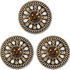 高級方晶鋯石珍珠寶石鈕扣 DART 23mm, 3個, 古銅金色