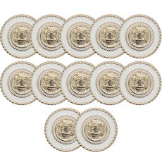 高級水鑽珍珠寶石時尚鈕扣 15mm, 12個, 金色白色