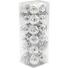 鑽石鏡面球迷你聖誕樹裝飾球 24p, 銀色, 24個