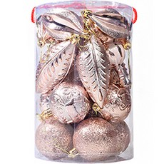 時尚聖誕樹綜合裝飾球組合, 香檳金, 1個