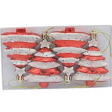 迷你聖誕樹裝飾模型 完美組合 4入, 紅色, 4個