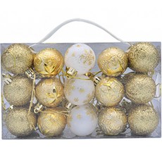 多種聖誕圖案小樹裝飾球 30入, 金色