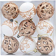 閃亮派對聖誕樹裝飾球 9入, 香檳金