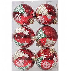閃亮聖誕珍珠樹裝飾球 6入, 紅色, 6個