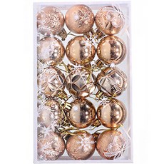 簡單的雪花圖案聖誕樹裝飾球 15p, 香檳金