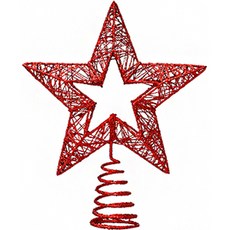 可愛緊密星星手工聖誕樹星星裝飾, 紅色, 1個