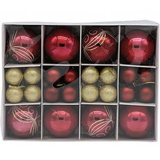 多種尺寸聖誕樹必備裝飾球, 紅金色, 1個