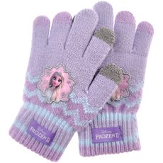 迪士尼女童冰雪奇緣2艾莎Z字形條紋設計針織手套 LGFZG30007