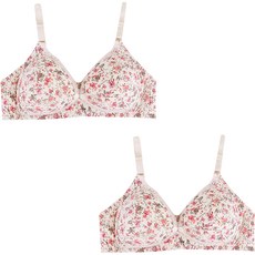 花朵圖案鈕扣式哺乳內衣 2入
