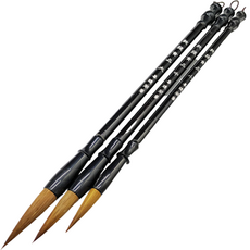 Dasababa 純狼毫筆 東洋畫筆 3件組 黃毛黑桿, 1套, 3款