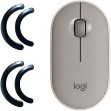 로지텍 M350 PEBBLE 마우스 + 마우스 피트 2p, MR0075, 샌드