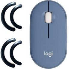 로지텍 M350 PEBBLE 마우스 + 마우스 피트 2p, MR0075, 블루베리