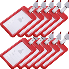 Avern 員工證卡套 門禁卡頸掛繩, 10個, 紅色