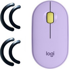 로지텍 M350 PEBBLE 마우스 + 마우스 피트 2p, MR0075, 라벤더 레모네이드