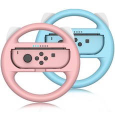 UPMARKET 任天堂 Switch Joy-Con 馬里奧卡丁車貓手柄賽車方向盤 2p 套組粉色藍色, 1套, 單品