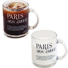 DALPAENGI LIVING Cuisine de Maman 字母強化玻璃巴黎馬克杯 350ml, 1套, 黑色 + 白色