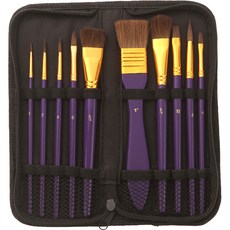 Liz J 美術用品 壓克力畫 背景刷 + 帆布袋 套組 04 紫色柱形 小, 1套, 240 x 100 x 10