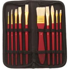 Liz J 美術用品 壓克力畫 背景刷 + 帆布袋 套組 05 10 紅桿 小刷毛, 1套, 240 x 100 x 10