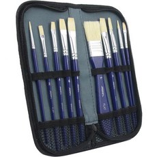 Liz Janey美術用品丙烯畫便攜04油畫藍保羅10種背刷+畫袋套組, 刷子（10種）, 1套