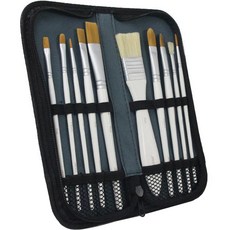 莉茲珍妮 美術用品 壓克力畫 便攜式 03 Gouache與白桿 10種背景刷 + 畫具袋套組, 畫筆(10種), 1套