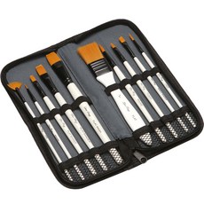 Liz J 美術用品 壓克力畫 背景刷 + 布袋套組 01 白色桿 金色, 1套, 240 x 100 x 10