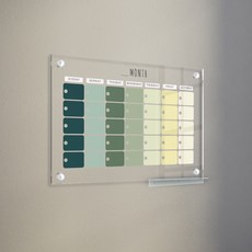 마이보드 다보형 유리칠판 컬러박스 투명 + 펜 받침대 투명 세트, 강화유리