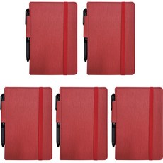 Paper Lab Pen Loop Loop 精裝封條筆記本 M + 3 色圓珠筆套組, 5套, 紅色（筆記本）