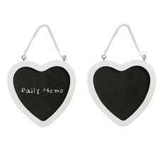 Life Sweet 多用途迷你心形黑板留言板 壁掛裝飾品 白色 2入, 木質(白色)