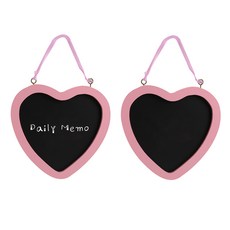 Lifesweet 多用途迷你心形黑板留言板壁掛裝飾品 粉紅色 2入, 木質(粉紅色)